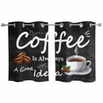 thumbnail image 1 of 2 Panels Kitchen Tier Curtains 39 Inch Length, Black Coffee Vintage Grommets Window Treatment Curtain, Farmhouse Coffee Cup Bean Thermal Curtains Drapes for Living Room/Bathroom, 1 of 9
