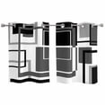thumbnail image 1 of 2 Panels Kitchen Tier Curtains 39 Inch Length, Black Grey Geometric Grommets Window Treatment Curtain, Gray Abstract Striped Art Thermal Curtains Drapes for Living Room/Bathroom, 1 of 9