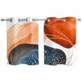 thumbnail image 1 of 2 Panels Kitchen Tier Curtains 39 Inch Length, Boho Geometric Grommets Window Treatment Curtain, Orange Blue Abstract Patterned Gold Stripes Thermal Curtains Drapes for Living Room/Bathroom, 1 of 9