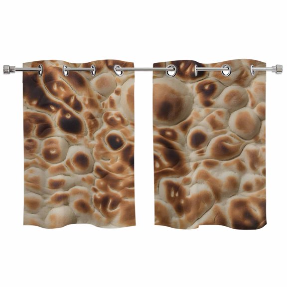2 Panels Kitchen Tier Curtains 39 Inch Length, Bread Grommets Window Treatment Curtain, Brown Farmhouse Chic Abstract Food Texture Thermal Curtains Drapes for Living Room/Bathroom