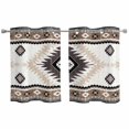 thumbnail image 1 of 2 Panels Kitchen Tier Curtains 39 Inch Length, Brown Beige Boho Grommets Window Treatment Curtain, Abstract Southwestern Ethnic Geometric Thermal Curtains Drapes for Living Room/Bathroom, 1 of 9