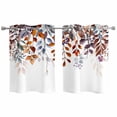 thumbnail image 1 of 2 Panels Kitchen Tier Curtains 39 Inch Length, Brown Eucalyptus Leaves Grommets Window Treatment Curtain, Summer Botanical Watercolor Leaf Thermal Curtains Drapes for Living Room/Bathroom, 1 of 9