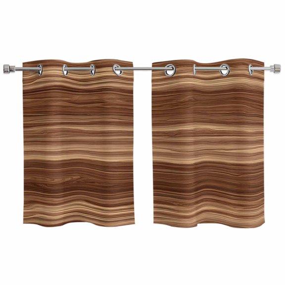 2 Panels Kitchen Tier Curtains 39 Inch Length, Brown Western Grommets Window Treatment Curtain, Vintage Farmhouse Wood Barn Door Thermal Curtains Drapes for Living Room/Bathroom