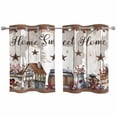 thumbnail image 1 of 2 Panels Kitchen Tier Curtains 39 Inch Length, Farmhouse Grommets Window Treatment Curtain, Retro Country Star Berry Vintage Wood Grain Thermal Curtains Drapes for Living Room/Bathroom, 1 of 9