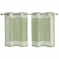 thumbnail image 1 of 2 Panels Kitchen Tier Curtains 39 Inch Length, Grass Green Retro Greek Key Grommets Window Treatment Curtain, Geometric Greece Ancient Rustic Thermal Curtains Drapes for Living Room/Bathroom, 1 of 9
