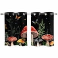 thumbnail image 1 of 2 Panels Kitchen Tier Curtains 39 Inch Length, Mushrooms Black Grommets Window Treatment Curtain, Butterfly Botanical Country Plants Thermal Curtains Drapes for Living Room/Bathroom, 1 of 9