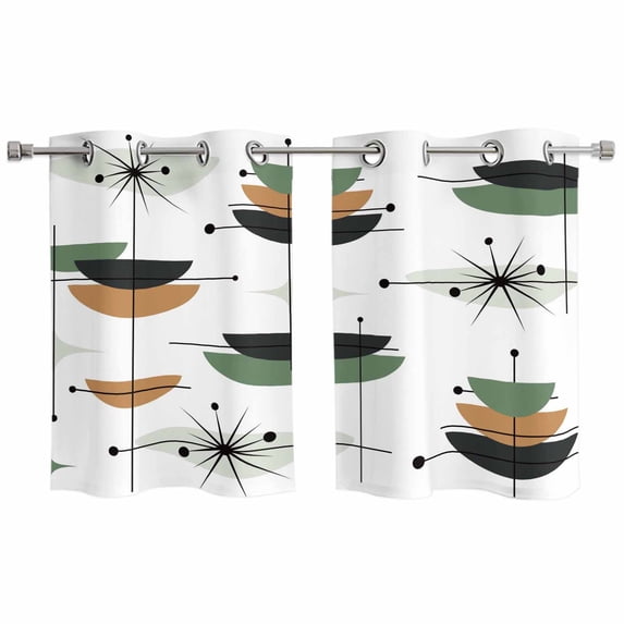 2 Panels Kitchen Tier Curtains 39 Inch Length, Navy Color Block Boho ...