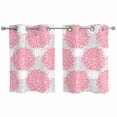 thumbnail image 1 of 2 Panels Kitchen Tier Curtains 39 Inch Length, Pink Dahlia Grommets Window Treatment Curtain, Farmhouse Abstract Grey Floral Patterned Thermal Curtains Drapes for Living Room/Bathroom, 1 of 9