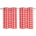 thumbnail image 1 of 2 Panels Kitchen Tier Curtains 39 Inch Length, Red Grommets Window Treatment Curtain, Country French Rustic Buffalo Plaid Modern Art Thermal Curtains Drapes for Living Room/Bathroom, 1 of 9