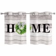 thumbnail image 1 of 2 Panels Kitchen Tier Curtains 39 Inch Length, Rustic Grommets Window Treatment Curtain, Eucalyptus Leaves Green Wreath Wooden Plaid Home Thermal Curtains Drapes for Living Room/Bathroom, 1 of 9