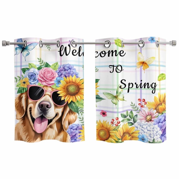 2 Panels Kitchen Tier Curtains 39 Inch Length, Spring Dog Grommets ...