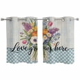 thumbnail image 1 of 2 Panels Kitchen Tier Curtains 39 Inch Length, Spring Flowers Grommets Window Treatment Curtain, Watercolor Rural Floral Blue Stripes Plaid Thermal Curtains Drapes for Living Room/Bathroom, 1 of 9