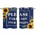 thumbnail image 1 of 2 Panels Kitchen Tier Curtains 39 Inch Length, Sunflowers Letter Grommets Window Treatment Curtain, Botanical Floral Leaves Striped Blue Thermal Curtains Drapes for Living Room/Bathroom, 1 of 9