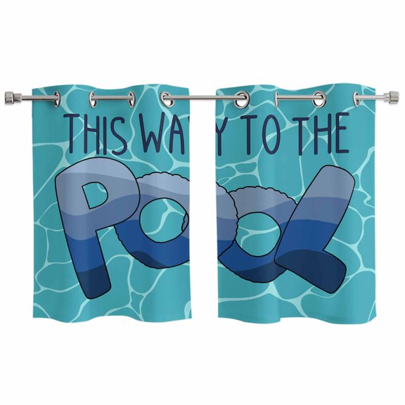 2 Panels Kitchen Tier Curtains 39 Inch Length, Swimming Pool Grommets Window Treatment Curtain, Summer Ocean Beach Abstract Texture Thermal Curtains Drapes for Living Room/Bathroom