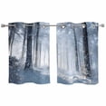 thumbnail image 1 of 2 Panels Kitchen Tier Curtains 39 Inch Length, Winter Forest Grommets Window Treatment Curtain, Natural Forest Tree Snowscape Thermal Curtains Drapes for Living Room/Bathroom, 1 of 9