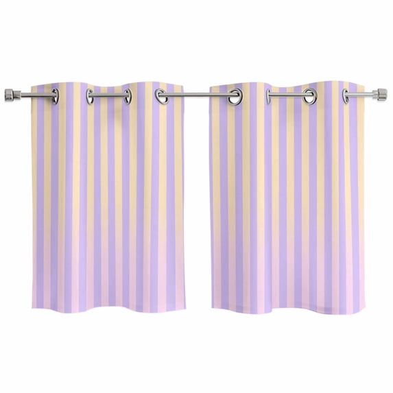 2 Panels Kitchen Tier Curtains 39 Inch Length, Yellow Pink Stripe Grommets Window Treatment Curtain, Vertical Striped Gradient Geometric Thermal Curtains Drapes for Living Room/Bathroom