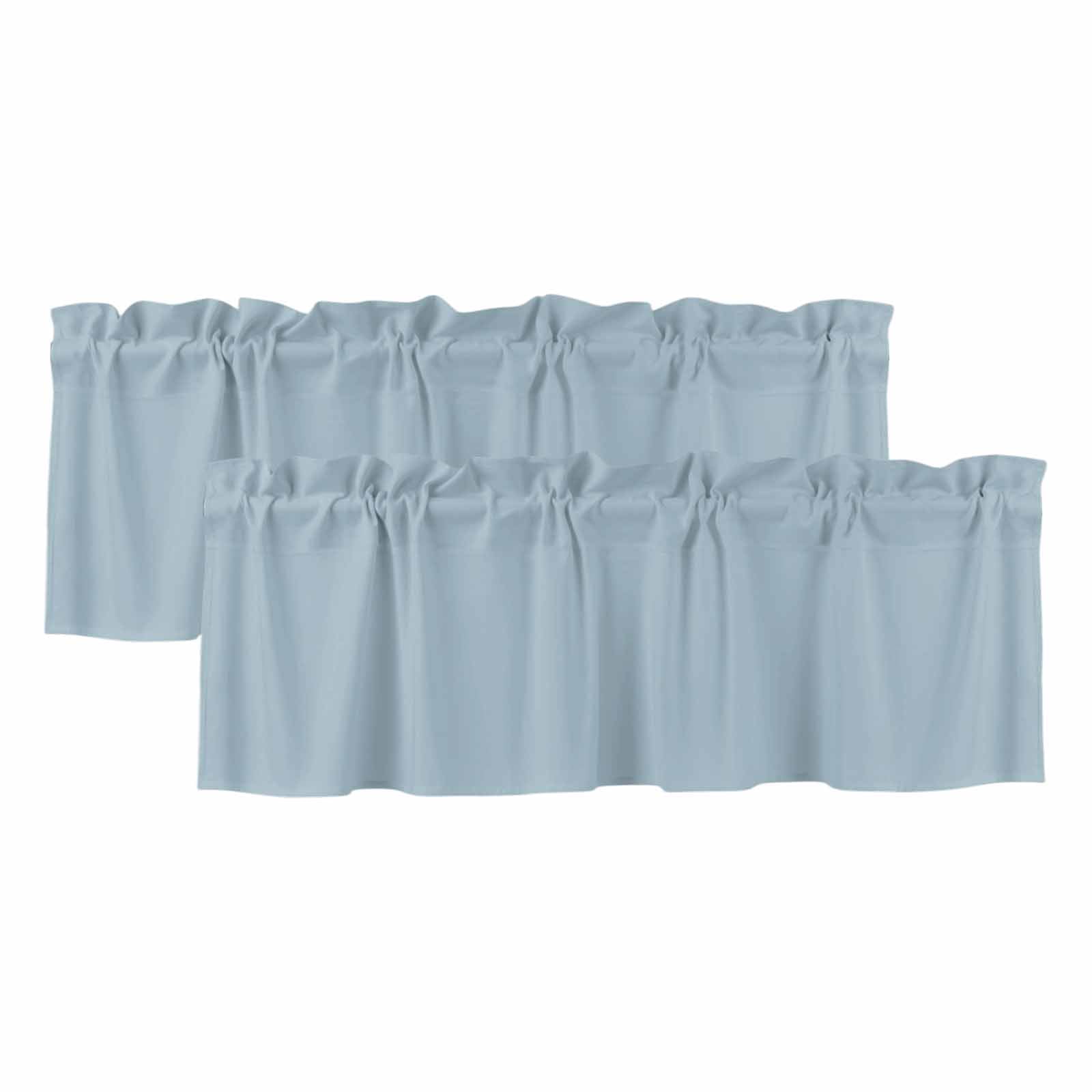 2 Panels Light Blue Valance for Windows, Farmhouse Solid Blue Color