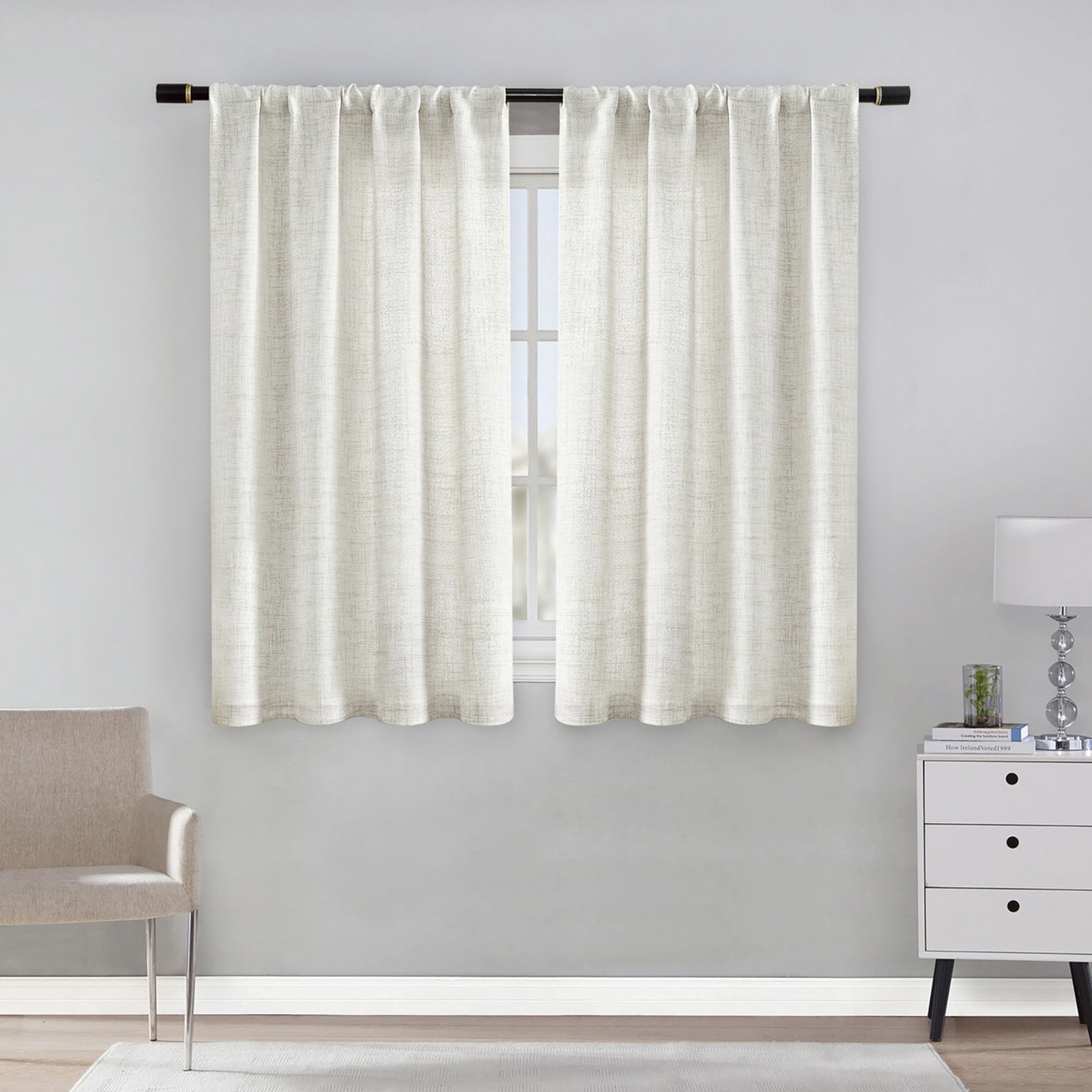 2 Panels Linen Curtains Set for Living Room Bedroom, Light Filtering Textured Soft Window Curtain, Airy Soft Rod Pocket Elegant Drapes