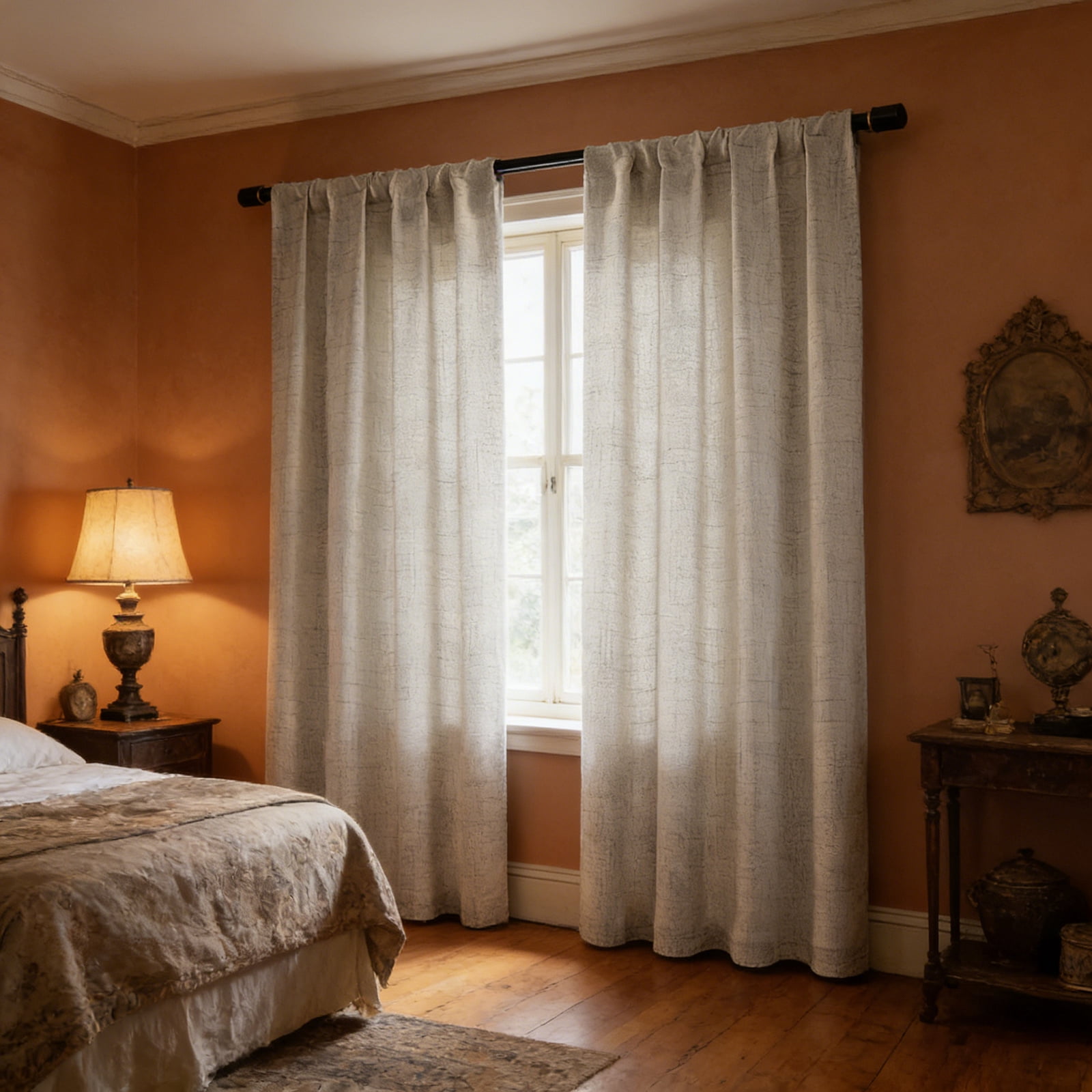 2 Panels Linen Curtains Set for Living Room Bedroom, Light Filtering Textured Soft Window Curtain, Airy Soft Rod Pocket Elegant Drapes