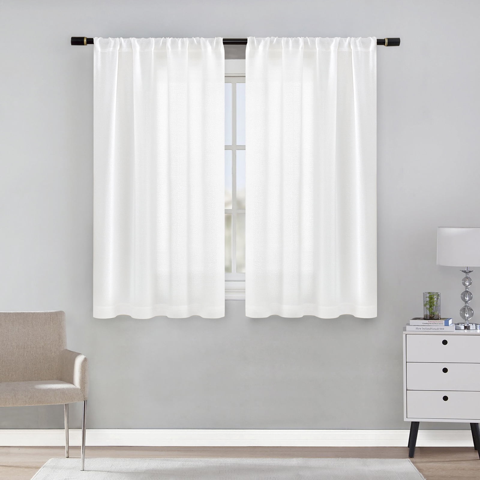 2 Panels Linen Curtains Set for Living Room Bedroom, Light Filtering Textured Soft Window Curtain, Airy Soft Rod Pocket Elegant Drapes