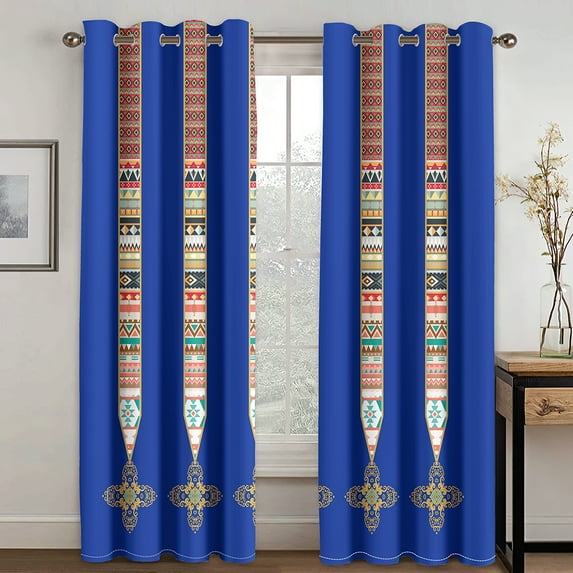2 Panels Luxury European Court Curtains Kazakhstan Style Curtains Black Gold Curtains for Bedroom Living Room Kitchen Window Blinds 2PCS