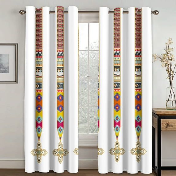2 Panels Luxury European Court Curtains Kazakhstan Style Curtains Black Gold Curtains for Bedroom Living Room Kitchen Window Blinds 2PCS
