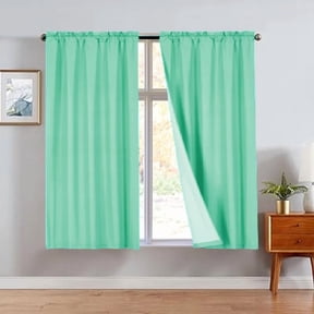 Gorgeous Home Linen 2 Panels Mint Green Solid Color Rod Pocket Foam Lined Window Curtain Drape 37" Width x 63" Length Each Pc