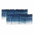 thumbnail image 1 of 2 Panels Navy Blue Ombre Valance for Windows, Abstract Modern Stripe Waves Moires Light Filtering Kitchen Curtains, Rod Pocket Window Treatment Curtain Valances for Living Room Bedroom, 42"x12", 1 of 9