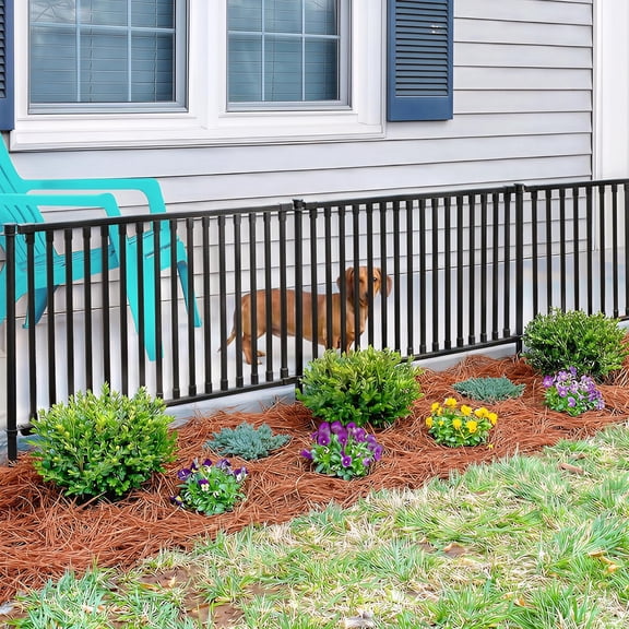 (2 Panels) No Dig Fence Panel Kit, Vinyl Section, White Vinyl Fence for Yard, Temporary Barrier for Backyard, White Picket Garden Border, DIY
