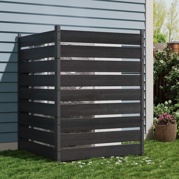 2 Panels No-Dig Outdoor Privacy Screen Fence,49 x 38 in Weather-Resistant Aluminum Frame, No-Dig Installation with Ground Stakes for Patio, Yard, Trash Can & Pool Equipment Enclosure
