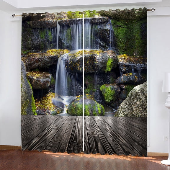 2 Panels Ocean Beach 3D Curtains Beautiful Landscape Pleasant Style Applicable Bedroom Balcony Living Room Kitchen Window Decor