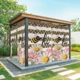 thumbnail image 1 of 2 Panels Outdoor Curtains for Patio Waterproof 54"x108" Spring Bees Daisy Weatherproof Privacy Outsides Curtains, Rustic Tulips Dots Brown Striped Burlap Grommet Thermal Drapes for Cabana Porch, 1 of 8
