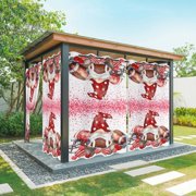 2 Panels Outdoor Curtains for Patio Waterproof 54"x108" Valentine's Day Weatherproof Privacy Outsides Curtains, Love Heart Gnomes Footballs Romantic Red Grommet Thermal Drapes for Cabana Porch
