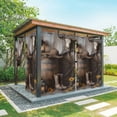 thumbnail image 1 of 2 Panels Outdoor Curtains for Patio Waterproof 54"x108" Vintage Western Weatherproof Privacy Outsides Curtains, Countryside Sunflowers Wooden Retro Grommet Thermal Drapes for Cabana Porch Pergola, 1 of 8