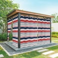 thumbnail image 1 of 2 Panels Outdoor Curtains for Patio Waterproof 54"x84" Red Navy Blue Striped Weatherproof Privacy Outsides Curtains, Farmhouse Stripes Modern Abstract Art Grommet Thermal Drapes for Cabana Porch, 1 of 8
