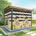 thumbnail image 1 of 2 Panels Outdoor Curtains for Patio Waterproof 54"x84" Spring Bees Daisy Weatherproof Privacy Outsides Curtains, Rustic Tulips Dots Black Striped Burlap Grommet Thermal Drapes for Cabana Porch, 1 of 8