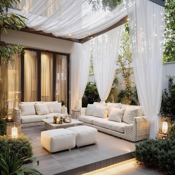 2 Panels Outdoor Mosquito Netting for Patio Waterproof, Extra Wide 118" Airy Mesh Net Outdoor Sheer Curtains Privacy, Rod Pocket DIY Adjustable Length & Width for Sunroom, W118 x L98, White