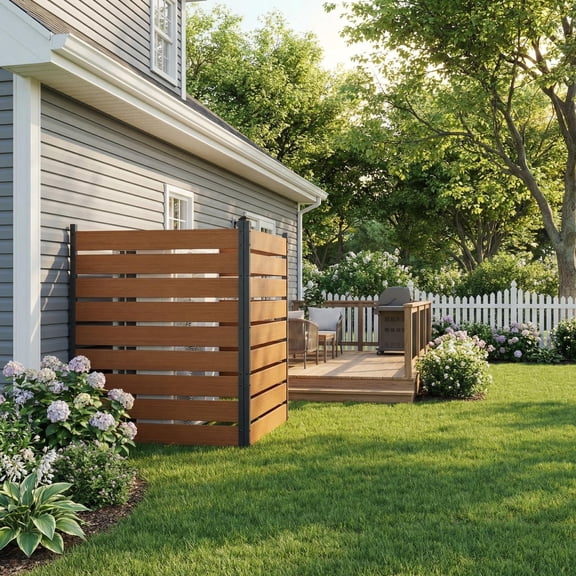 2 Panels Outdoor Privacy Screen, 49 x 38 in Air Conditioner Fence, Pool Equipment Enclosure, Wood Plastic Privacy Fence, Ideal for Trash Can and A/C Units