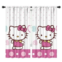 2 Panels Print Pattern Nursery Curtains Boys Girls Kids Hello Kawaii Cat Cute Window Drapes for Living Bedroom Playroom Room Decor Rod Pocket 42x84 Inch