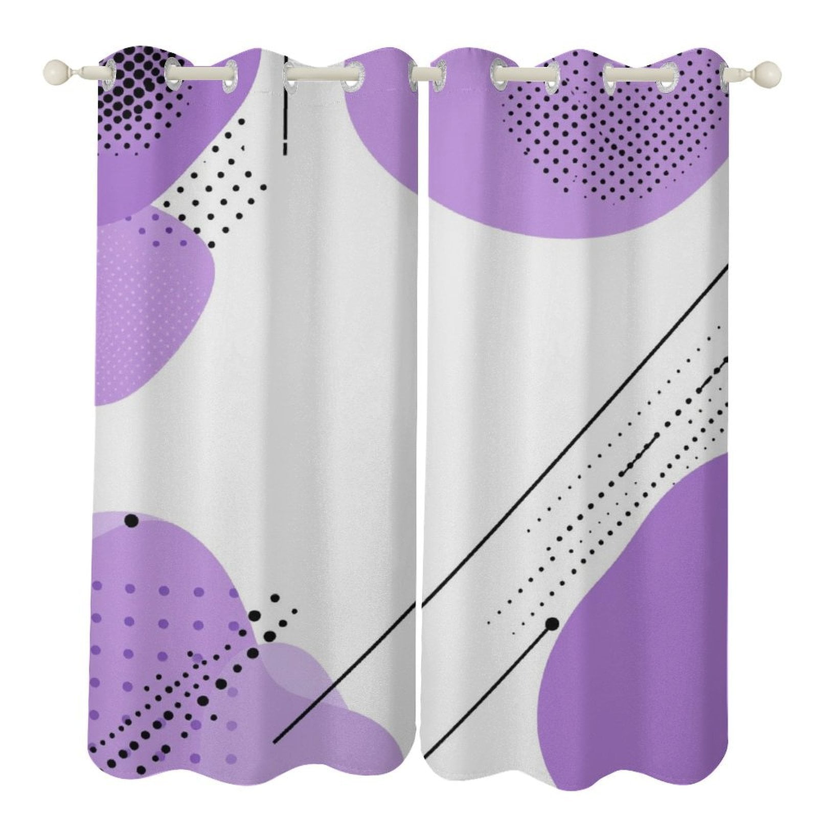 2 Panels Purple Abstract Shapes Curtains for Bedroom Living Room Drapes