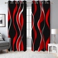 thumbnail image 1 of 2 Panels Red and Black Blackout Curtain for Bedroom,Modern Striped Grommet Window Drapes for Living Room,52x84 Inch, 1 of 7