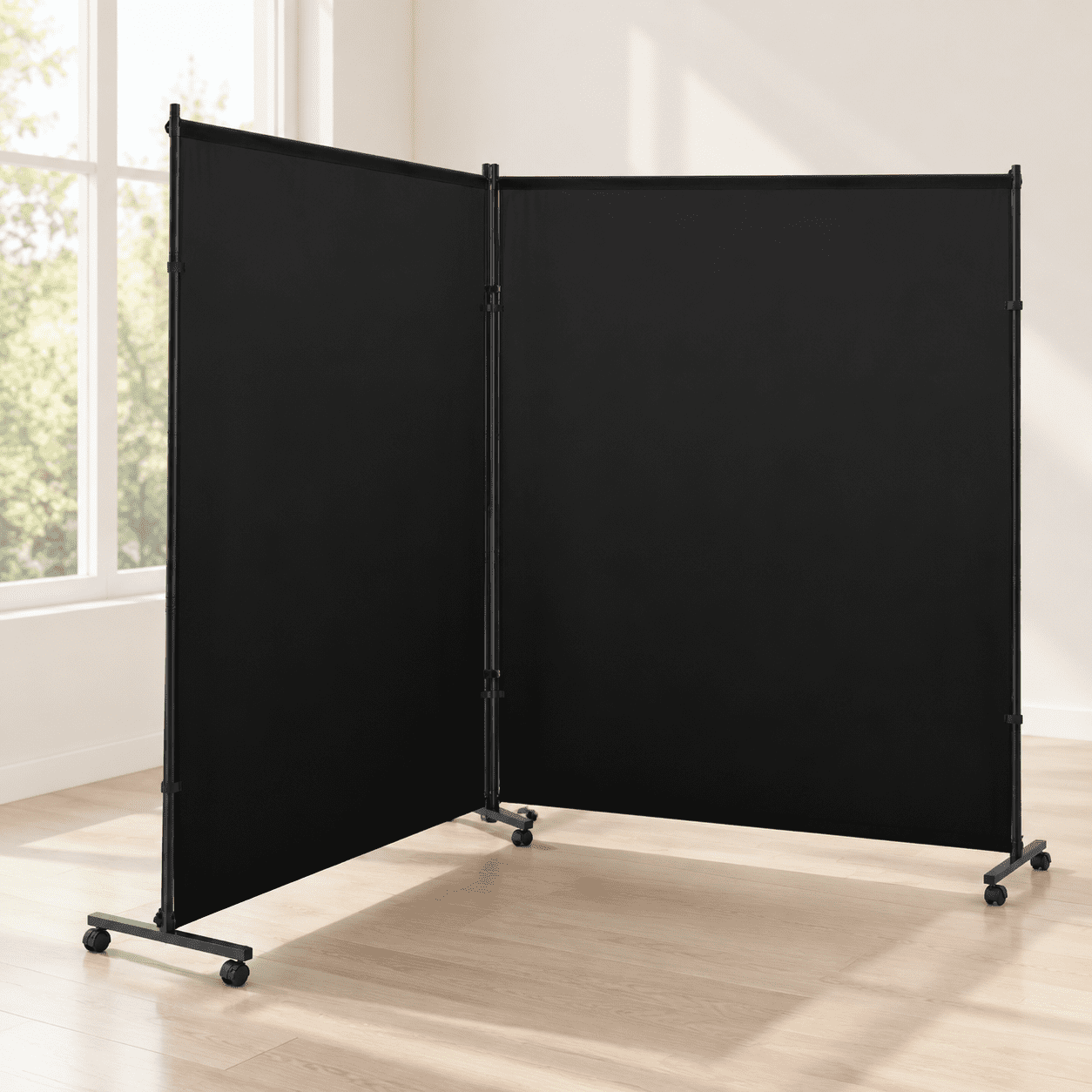 Komplex Screen Divider 2 Panels Room Divider Screen Black 10FT*6FT with Caster Wheels ...