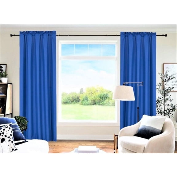 2 Panels Royal solid blackout rod pocket foam lined window curtain drape R64 37" width x 84" length each pc