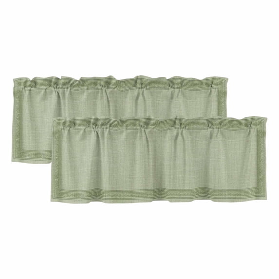 2 Panels Sage Green Geometric Valance for Windows, Green Greek Key ...
