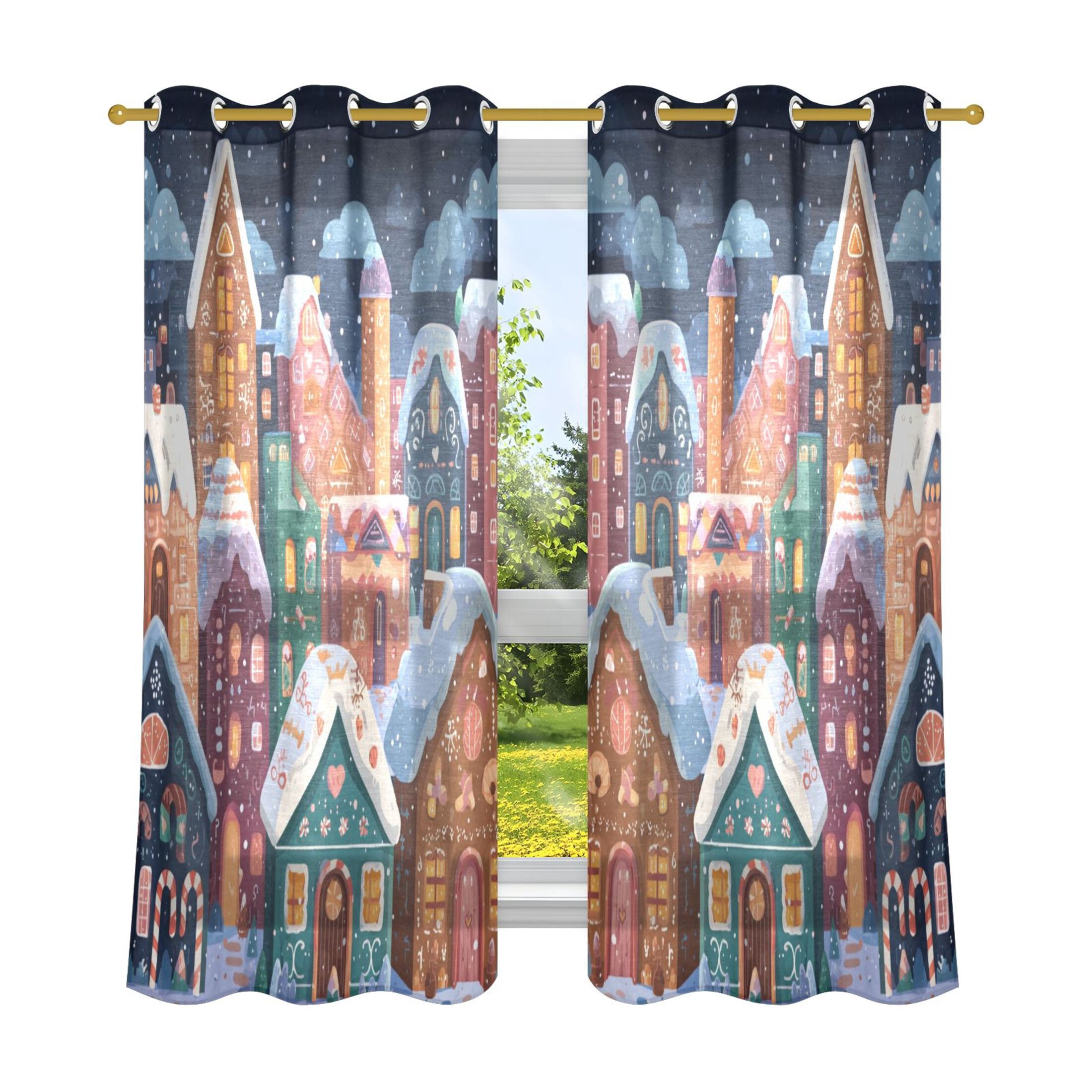 Sun Protector Room 2 Panels Set Blackout Curtains Thermal Insulated Sun Protection Room ...