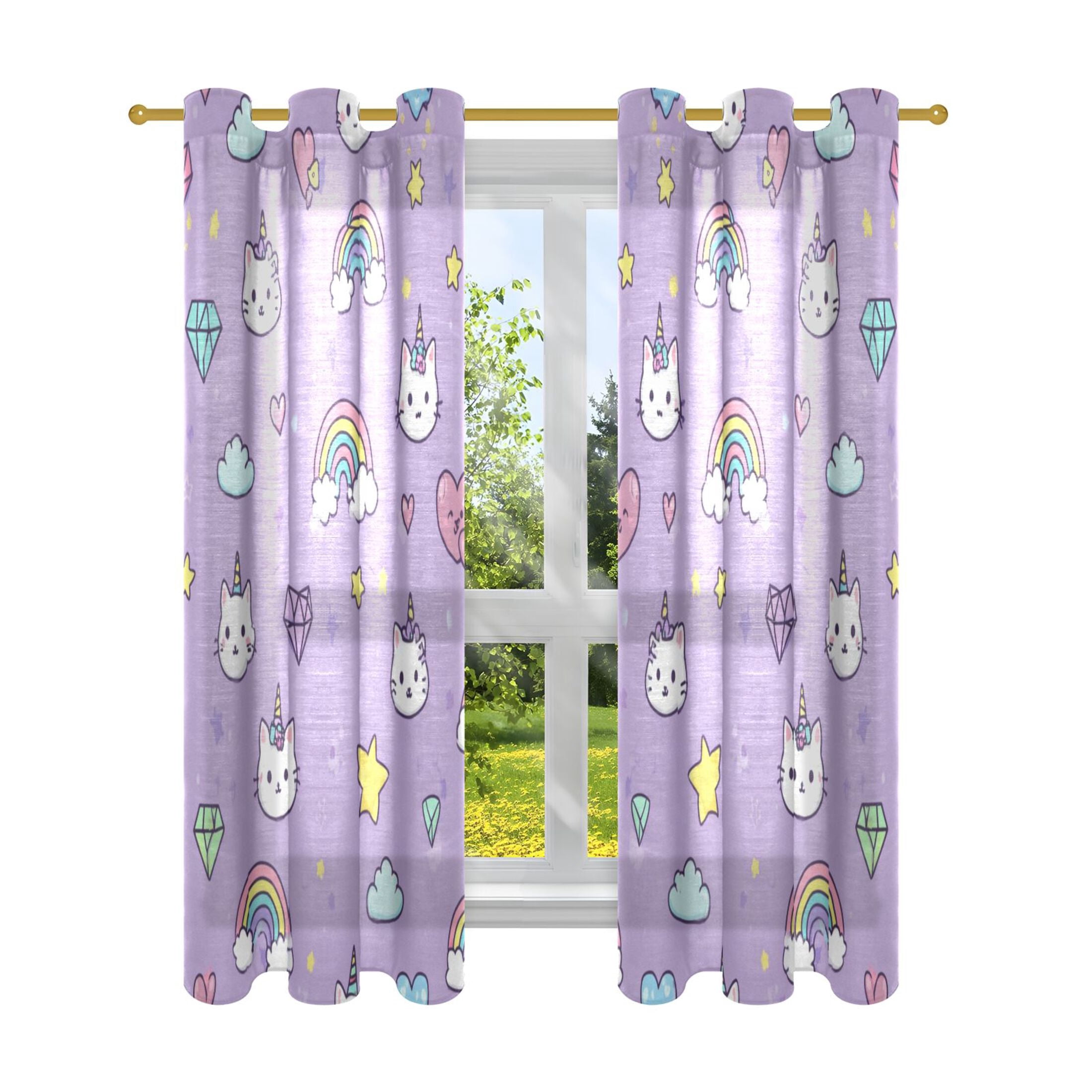 2 Panels Set Blackout Curtains Thermal Insulated Sun Protection Room ...