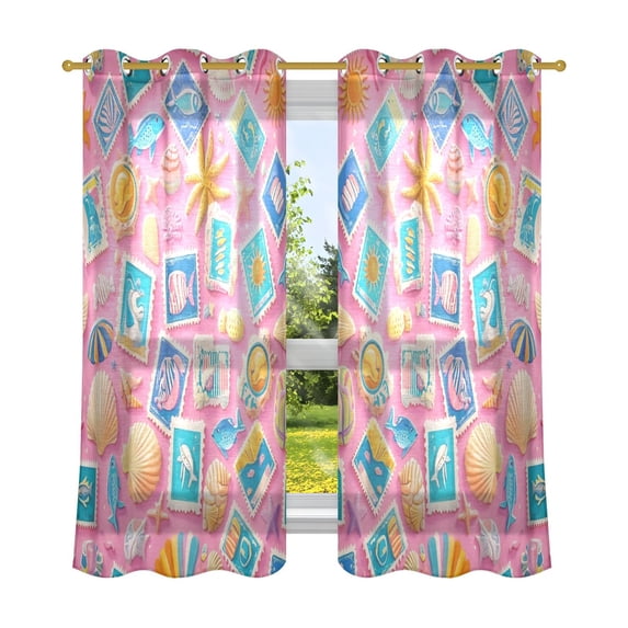 2 Panels Set Blackout Curtains Thermal Insulated Sun Protection Room Darkening Drapes for Bedroom Colorful Marine Life