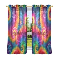 2 Panels Set Blackout Curtains Thermal Insulated Sun Protection Room Darkening Drapes for Bedroom Colorful Tie-dye with Swirling