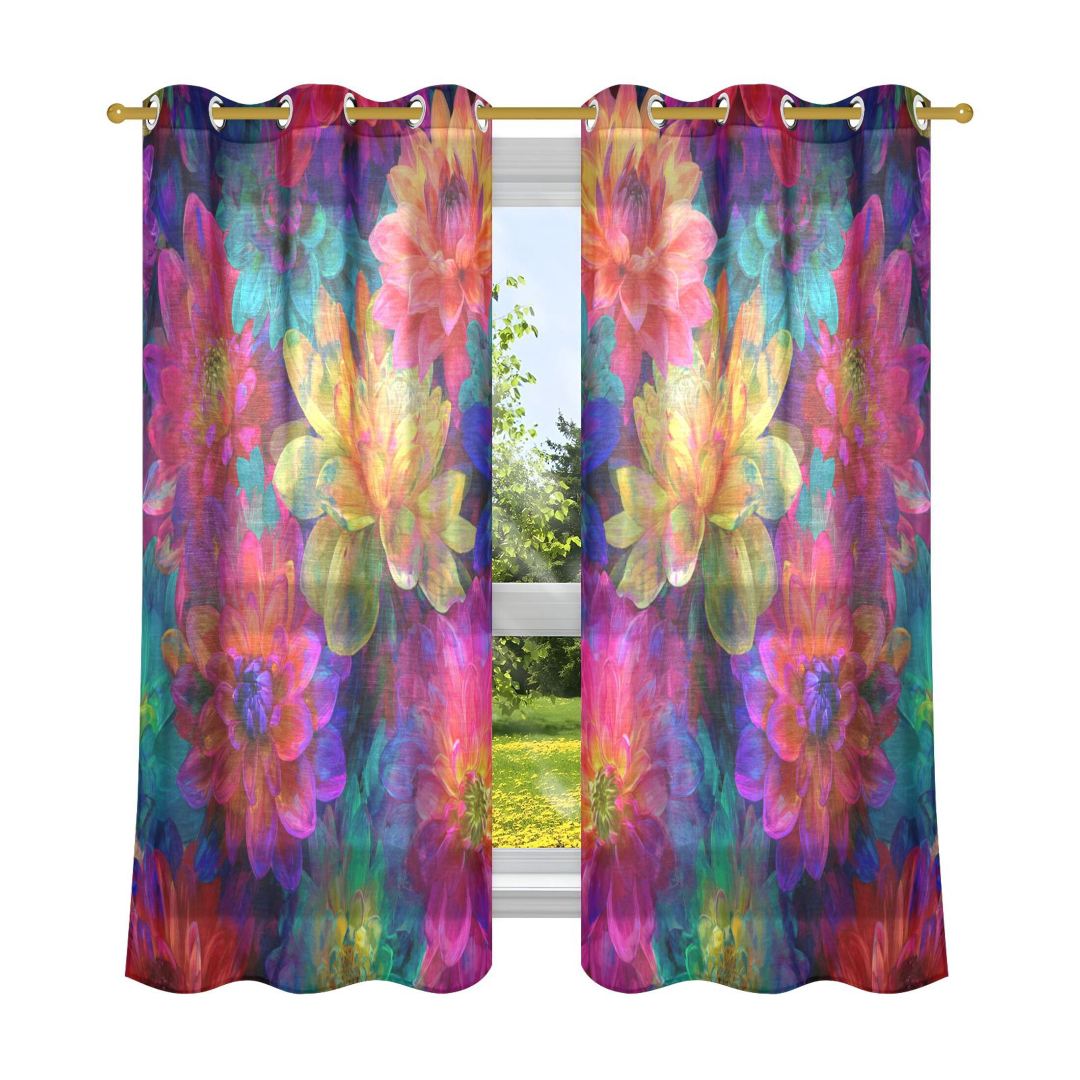2 Panels Set Blackout Curtains Thermal Insulated Sun Protection Room ...