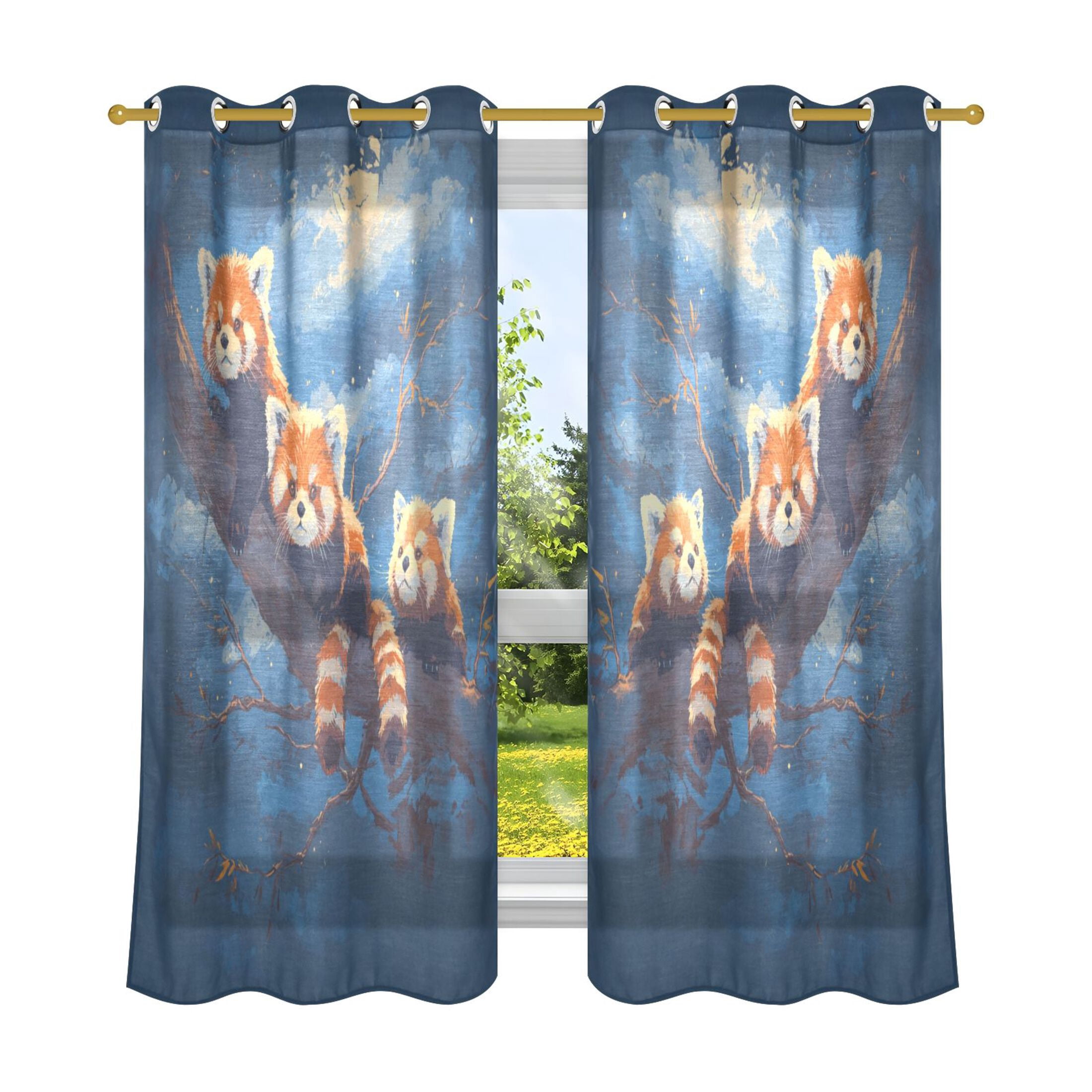 2 Panels Set Blackout Curtains Thermal Insulated Sun Protection Room ...